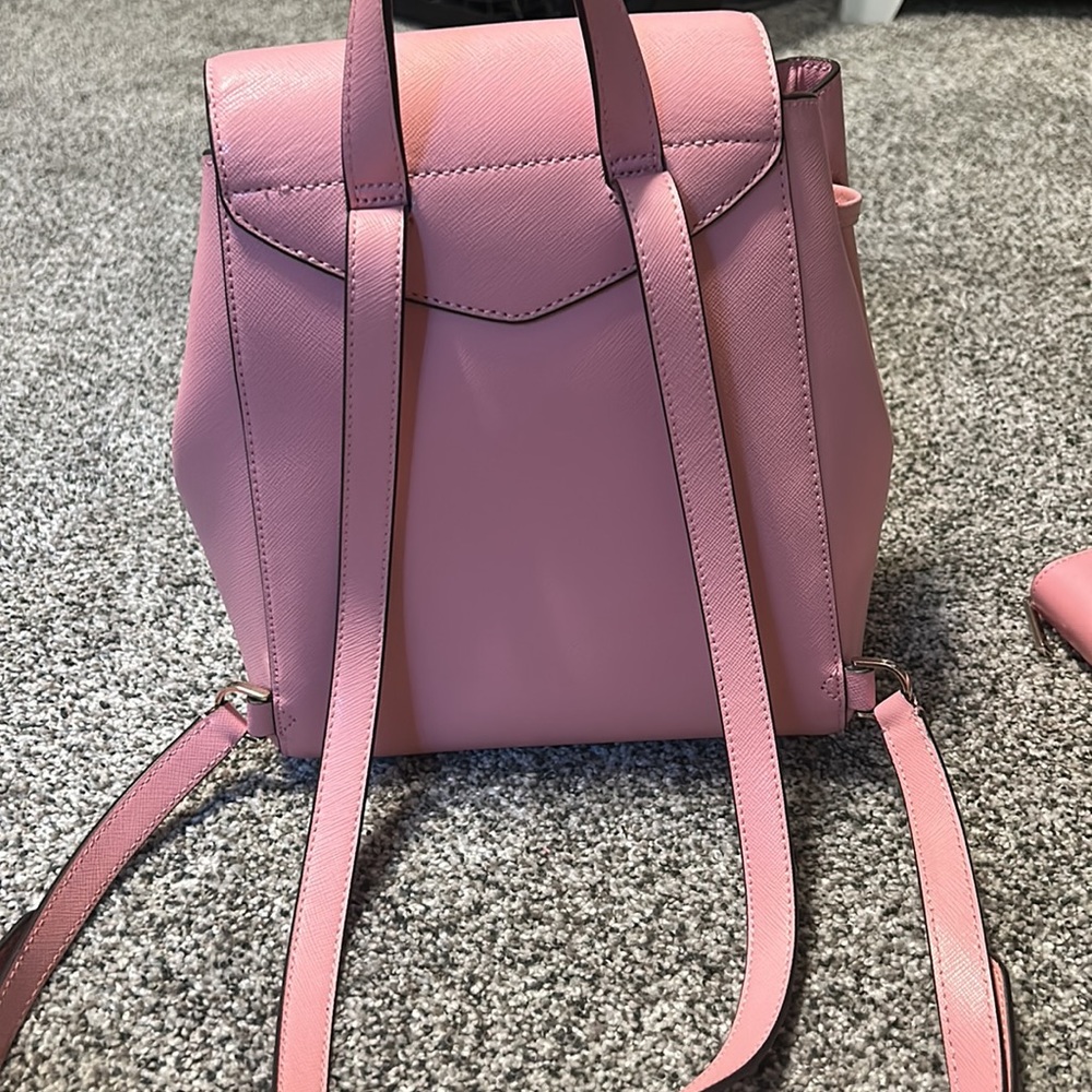 Pink leather Kate Spade backpack and matching wallet. - Picture 4 of 6